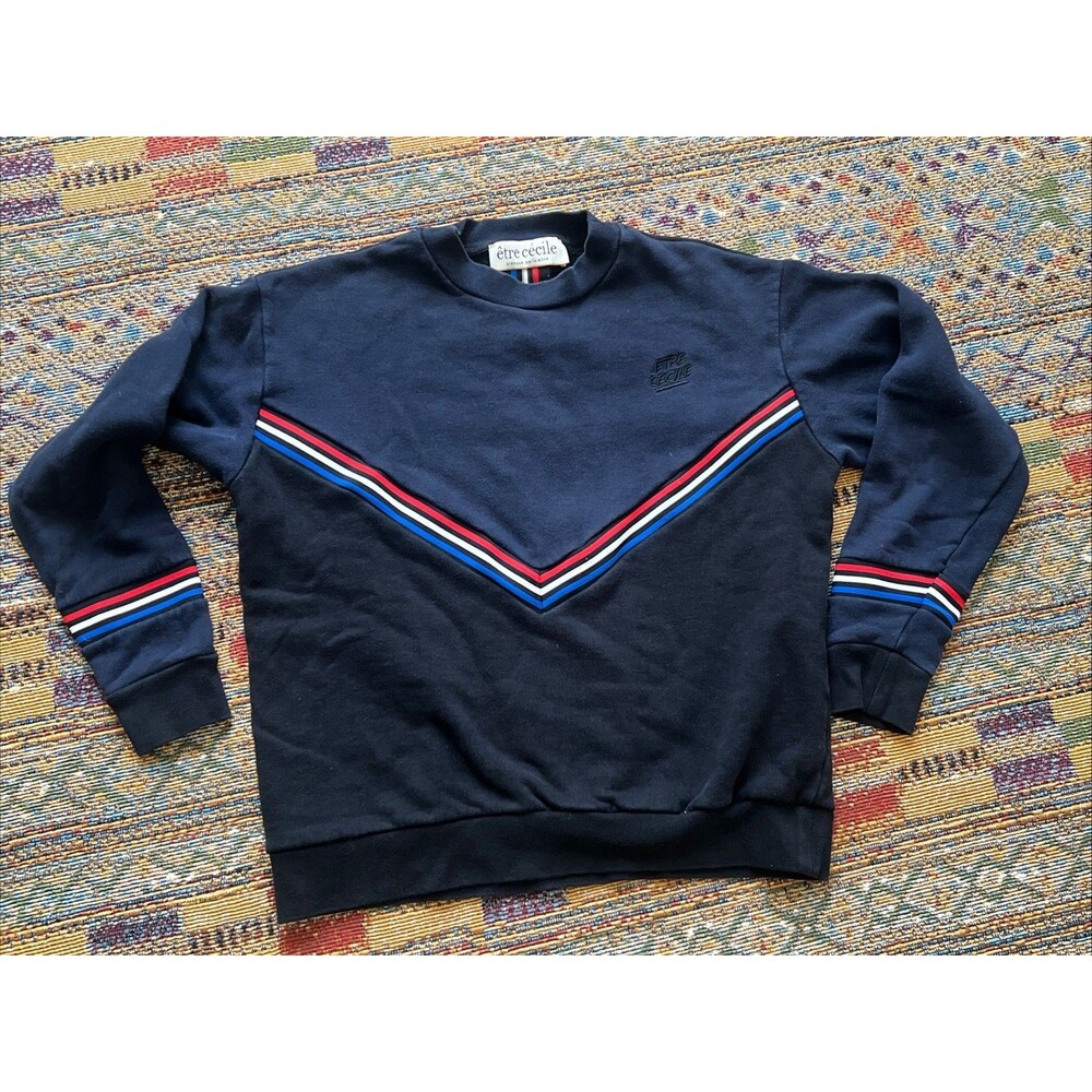 Etre Cecile Chevron Stripe Sweatshirt Athletic Athleisure Size M Cotton Portugal